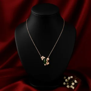 Green Floral Cluster Pendant Necklace