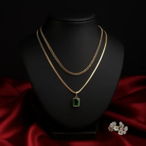 Dual Layer Green Charm Necklace