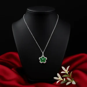 Green Stone Flower Pendant Necklace