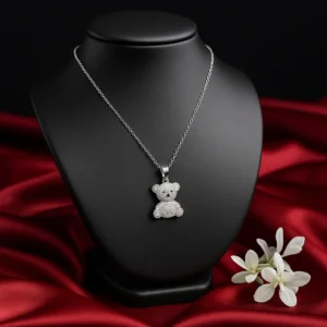 Crystal Teddy Bear Pendant Necklace