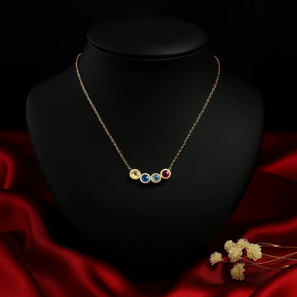 Multi Stone Bar Pendant Necklace