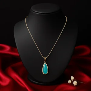 Teardrop Green Stone Pendant Necklace
