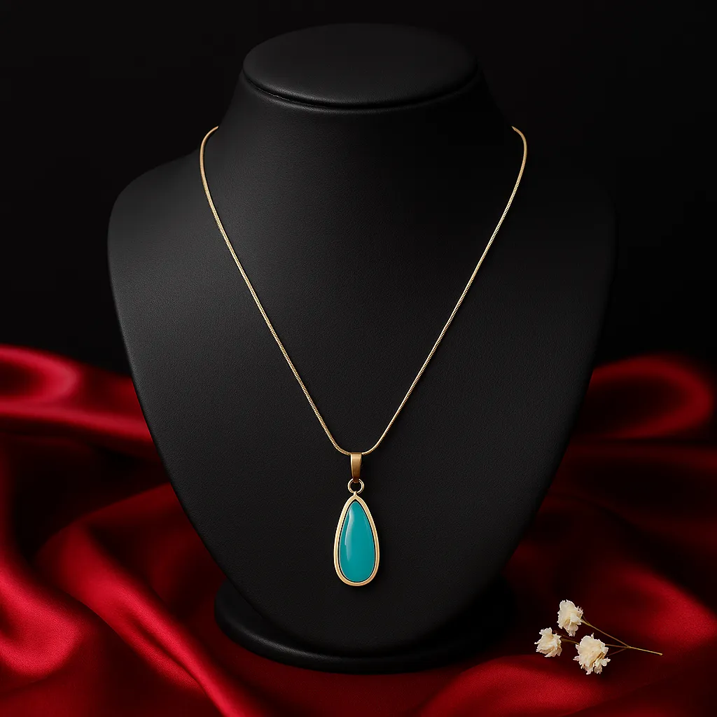 Teardrop Green Stone Pendant Necklace