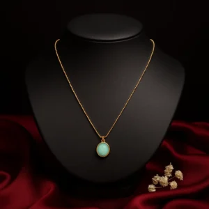 Mint Green Oval Pendant Necklace