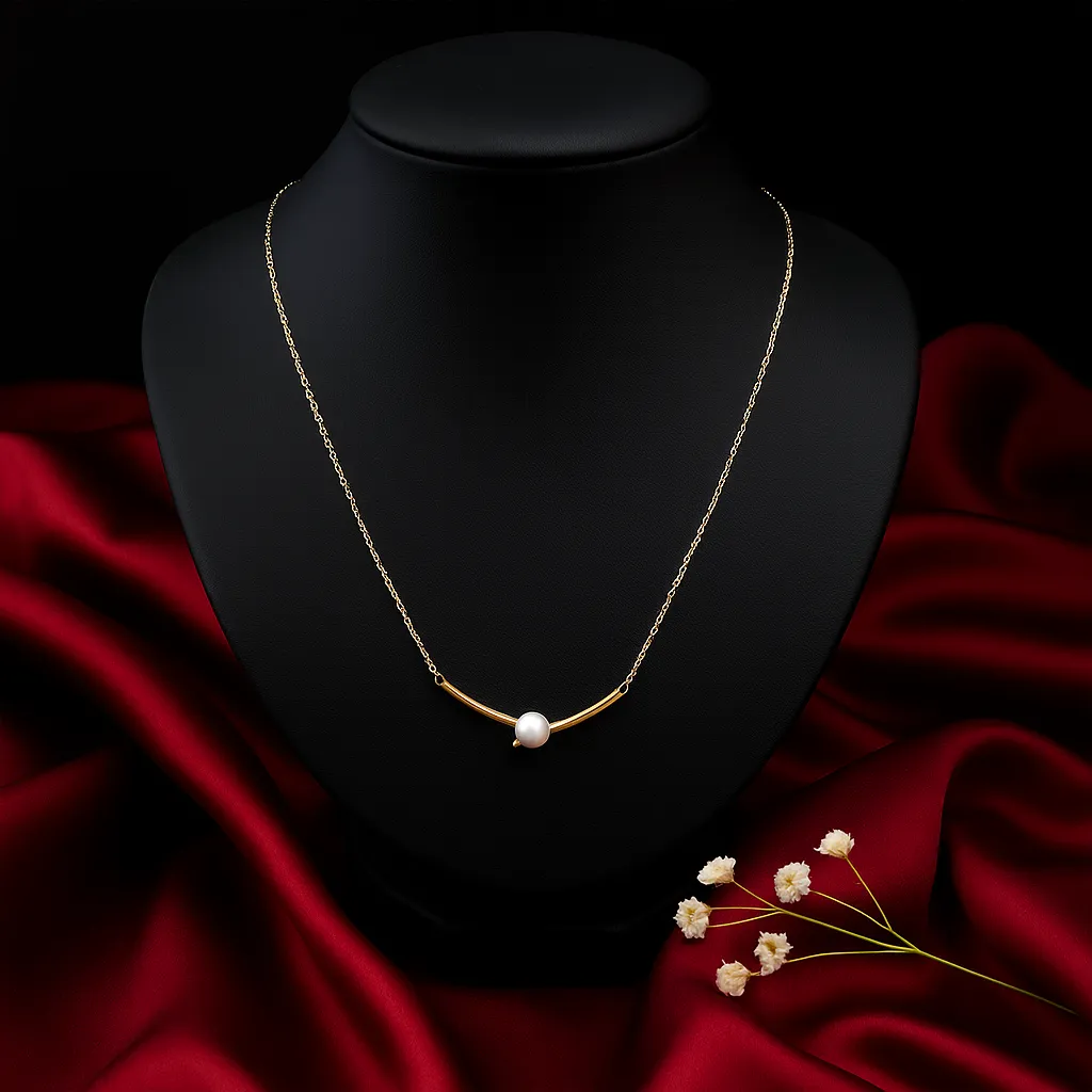 Single Pearl Minimal Pendant Necklace