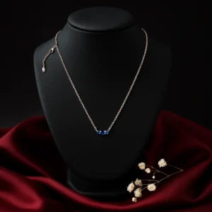Blue Crystal Minimal Chain Necklace