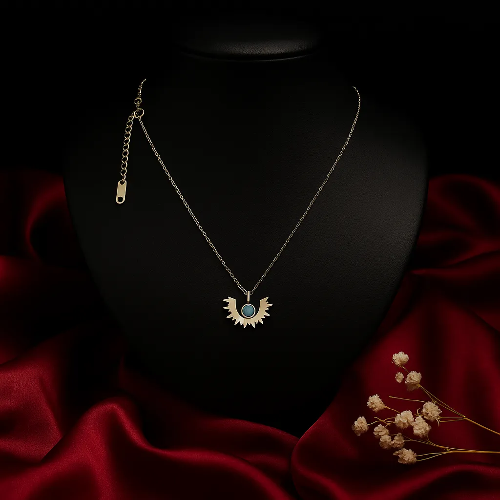 Blue Eye Sunburst Pendant Necklace