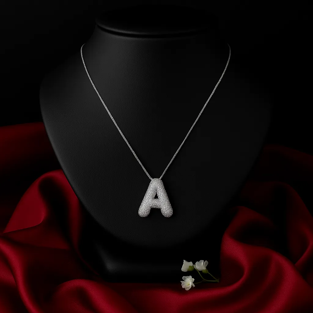 Silver A Alphabet Pendant Necklace