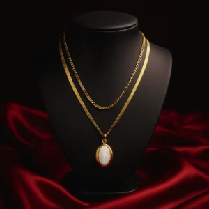 Dual Layer White Stone Pendant Necklace