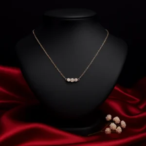 Classic Triple Stone Gold Necklace