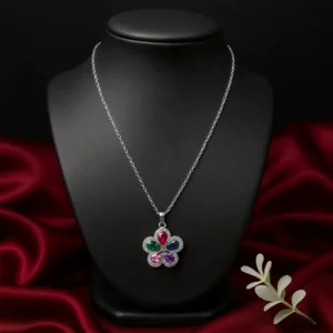 Multicolor Floral Stone Pendant Necklace