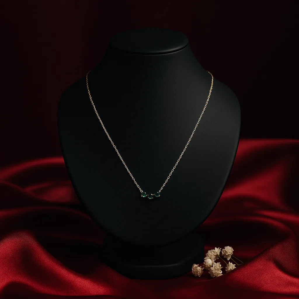 Green Crystal Trio Pendant Necklace